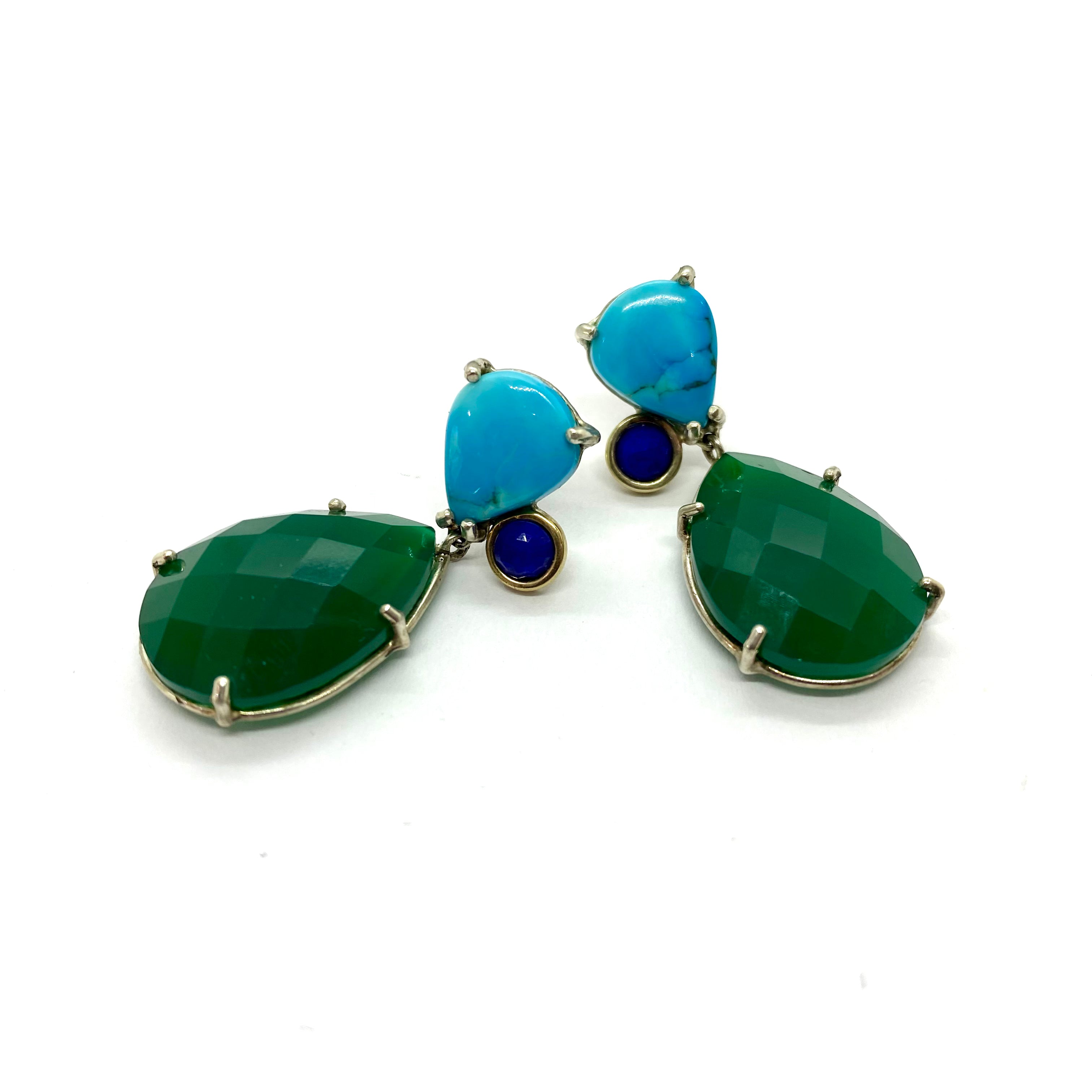 Multi Stone Earrings in Blue and Green Only one is available Nanette Veldsman Jewellery