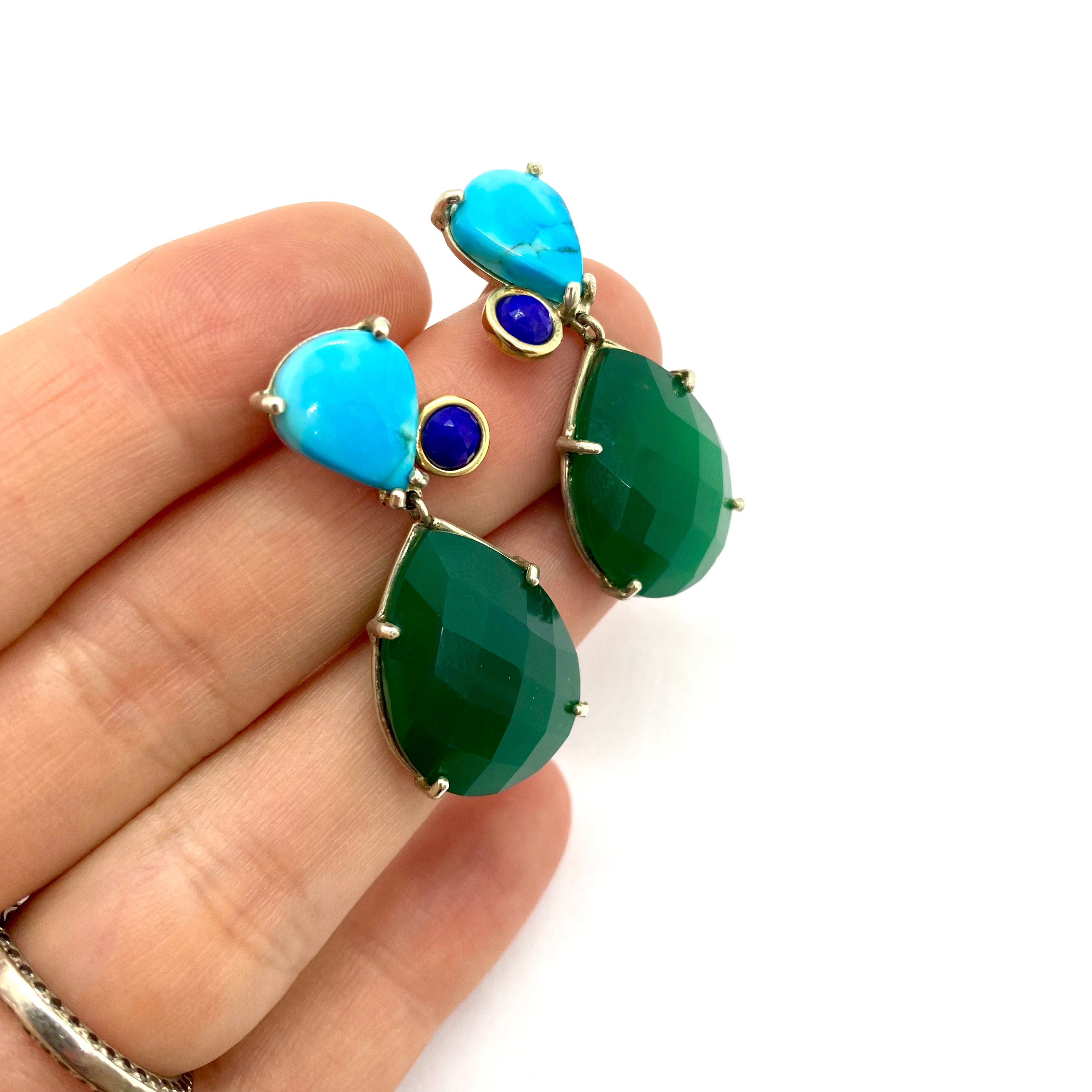 Multi Stone Earrings in Blue and Green Only one is available Nanette Veldsman Jewellery